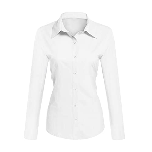 Toocool - Camisa de mujer Slim Fit Manga Larga Blusa ajustada Algodón C-S020, Color blanco., S