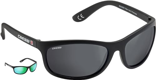 Cressi Rocker Gafas de Sol Flotantes, Adulto Hombre, Negro/Lente Gris, Talla Única