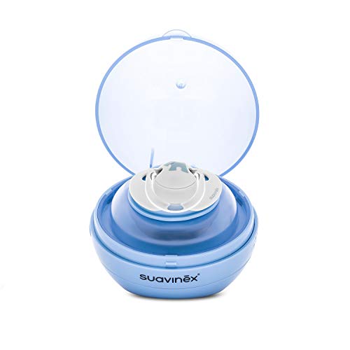 Suavinex, Esterilizador de Chupetes Portátil con Luz Ultravioleta UV Duccio, Elimina el 99% de los gérmenes. Funciona con Pilas o USB, Color Azul