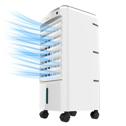 Cecotec Climatizador Evaporativo EnergySilence 3500 Cool Compact. 65 W, Depósito 3,5 L, 3 Velocidades, Oscilación de 70º, Ruedas multidireccionales, Incluye 2 Enfriadores