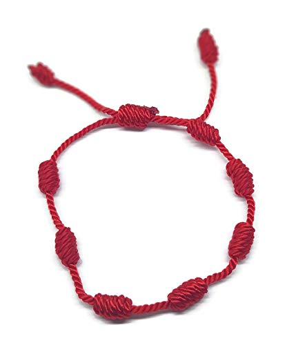 MYSTIC JEWELS By Dalia - Pulsera Kabbalah - cordón 7 nudos de hilo rojo - unisex - ajustable - protección de mal de ojo, buena suerte, good luck