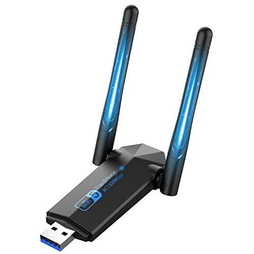 Wifi USB, ElecMoga Antena Wifi AC1300 Adaptador Wi-Fi Ajustable Dual Band 5GHz/2.4GHz (867Mbps) y 2.4GHz(400Mbps) USB 3.0 Antena Wi-Fi Externa para PC 5GHz Compatible Windows 11/10/8/7/XP, Mac OS X