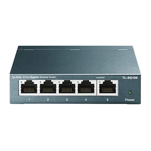 TP-Link TL-SG105 5-Port Gigabit Ethernet Switch, Desktop/Wall-Mount, Steel Case