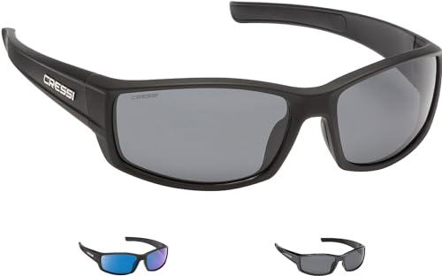 Cressi Hunter Sunglasses Gafas de Sol Deportivo, Adultos Unisex, Negro/Lentes Ahumadas, Talla única