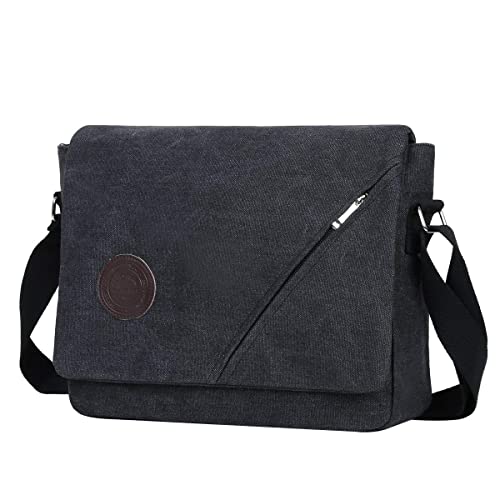 Eshow Bolsos Bandolera para Hombre, Bolso de Hombro Lona con Gran Capacidad, Mensajero Adecuado para Ordenador Portátil Trabajo Escuela Viaje