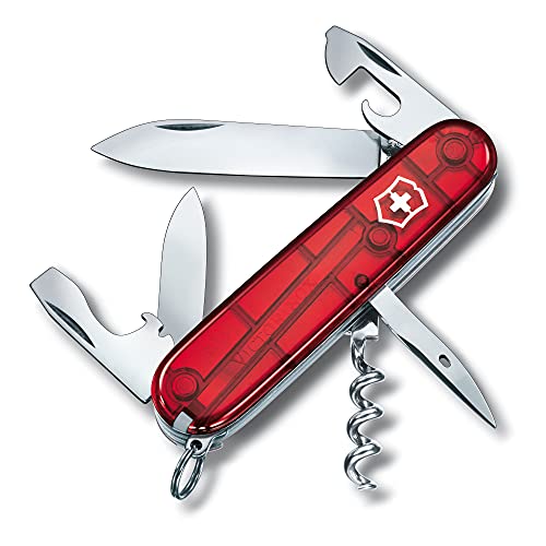 Victorinox Spartan, Navaja de Oficial, Navaja multiusos suiza, color Rojo Transparente