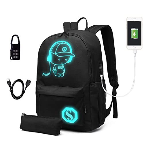 Kono Mochila escolar Mochila universitaria impermeable Anime Glow In The Dark Casual Daypack 15,6 pulgadas viaje Laptop Backpack Bolsas escuela Mochila instituto mochila informal para escuela