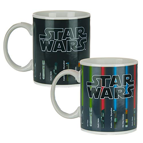 Paladone Taza Cambiante de Calor con Lightsaber de Star Wars - Producto oficial Disney, añade bebida caliente para revelar lightsabers, regalo para fans, 295ml