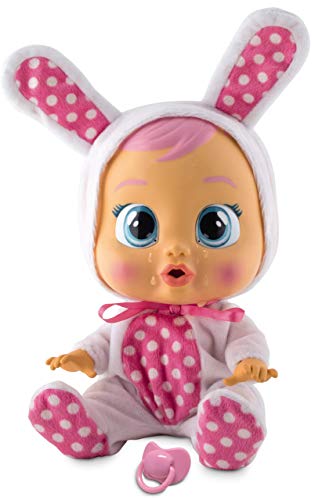 BEBÉS LLORONES Coney el conejito | Muñeca interactiva que llora de verdad con chupete y Pijama de conejito blanco - Juguete y Regalo para niñas y niños +18 Meses