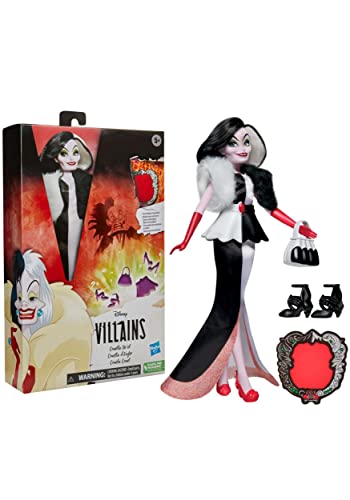 Disney Villains - Cruella De Vil - Muñeca con accesorios y ropa removible - Juguete Disney Villains - A partir de 5 años, Exclusivo en Amazon