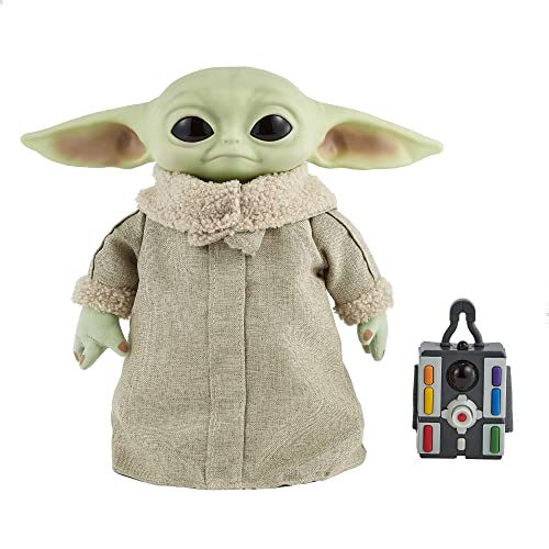 Mattel Star Wars Peluche de Baby Yoda de El Mandaloriano - Sonidos y Movimientos - Blando con Base Robusta - 28 cm - Regalo para Adultos y Niños de 3+ Años, GWD87