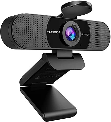 EMEET Webcam 1080P con Micrófono C960 Cámara Web de Transmisión de 2 Micrófonos con Cubierta de Privacidad, Vista de 90°, Webcam USB Plug & Play para Llamadas/Conferencias, Zoom/Skype/Youtube