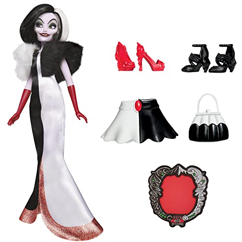 Hasbro Disney Princess Villains – Cruella de Mon, Fashion Doll con Accesorios y Ropa extraíbles, Juguete para niños a Partir de 5 años, Multicolor