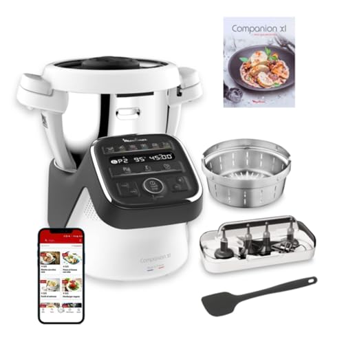Moulinex Companion XL - Robot de cocina de 3 L, 12 programas, silencioso, incluye recetario app, 6 accesorios, HF80C8