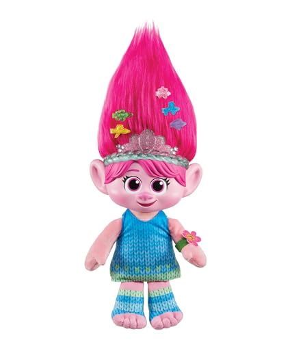 Mattel Trolls 3 Todos Juntos Hair Pops Reina Poppy Muñeca de peluche con luces y sonidos y accesorios para el pelo, inspirado en la película, juguete +3 años (HTM14)