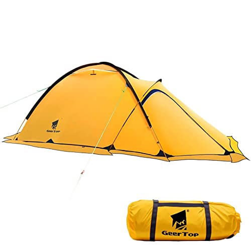 GEERTOP® Alpinismo Tienda de Campaña Impermeable Ultra Ligera - UV Resistente - 4 Estaciones 2 Personas 120 x 210 x 100 cm - para Acampar Excursionismo y Turismo (Amarillo)