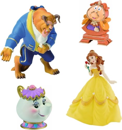 Bullyland Walt Disney La Bella y la Bestia 4 Set de Figuras - La Bestia Hermosa Big Ben Péndulo Madame Samovar