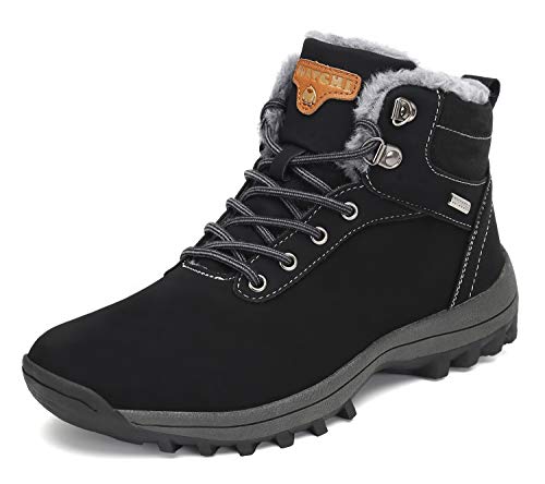 Mishansha - Botas de invierno para hombre y mujer, impermeables, con forro y abrigadas para senderismo y trekking, tallas 36-48, color Negro, talla 45 EU