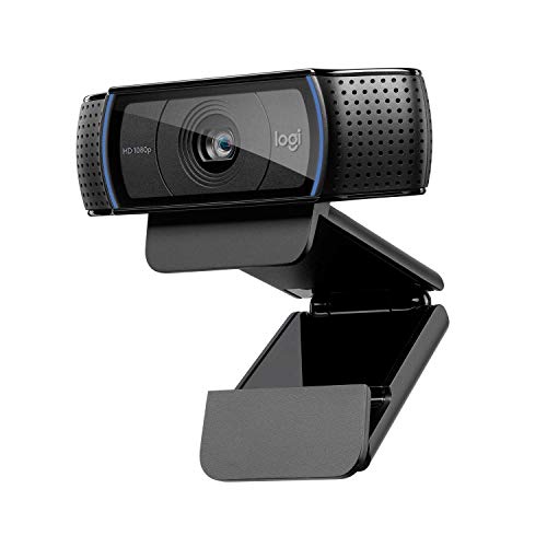 Logitech C920 HD Pro Webcam,Videoconferencias1080p/30 fps,Sonido Estéreo,Corrección de Iluminación HD,Skype/Hangouts/FaceTime, PC/Mac/Android/Chromebook, Funcionan con Teams, Google Meet, Zoom-Negro