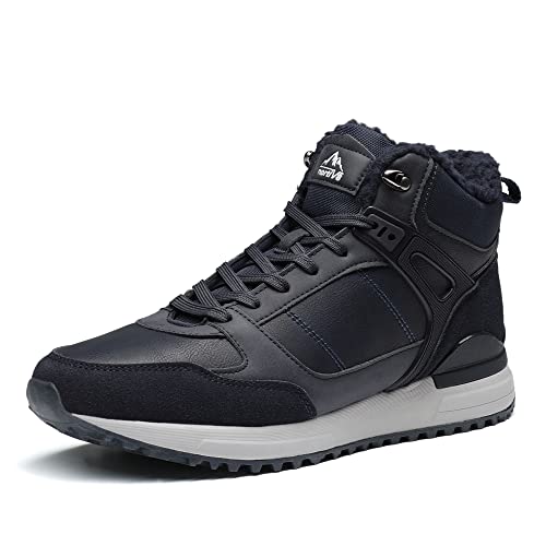 NORTIV 8 Zapatos de Invierno Hombres Botas Inviernoe con Forro Cálido Botas de Nieve Botines de Caña Corta Zapatos de Senderismo para Exteriores AZUL OSCURO SNSB221M-E Talla 46 (EUR)