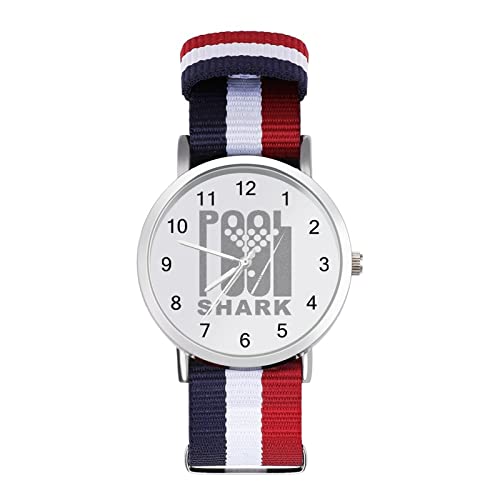 Pool Shark Slim - Reloj de pulsera de cuarzo para hombre, correa de nailon deportivo fácil de leer
