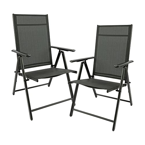 MaxxGarden Juego de 2 sillas Plegables de jardín, sillas de Camping Plegables de Aluminio y plástico,