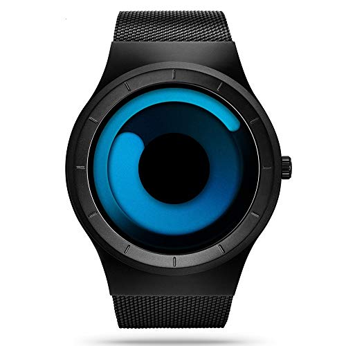 SINOBI Reloj De Cuarzo Deportivo para Hombre con Diseño De Acero Inoxidable y Personalidad De con Pulsera De Malla (S9659G-Black/Blue)