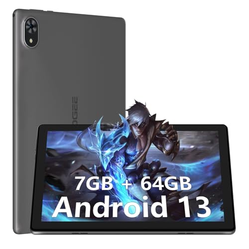 DOOGEE U9 Tablet 10.1 Pulgadas, Android 13 Tablet, 7GB RAM+ 64GB ROM(1TB TF), Tablet para Niños con 5060mAh, Tableta de 1280x800 HD, WiFi 6 Dual Camera TÜV Certificación & 3.5mm & OTG，Gris