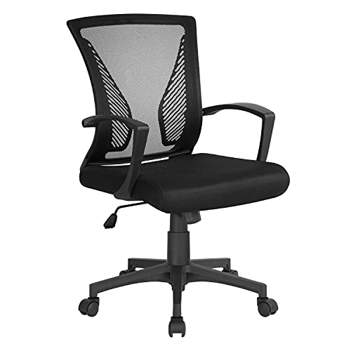 Yaheetech Silla de Oficina con Ruedas Regulable en Altura Múlti Color de Malla con Función de Mecedora Silla Escritorio para Despacho Silla de Estudio