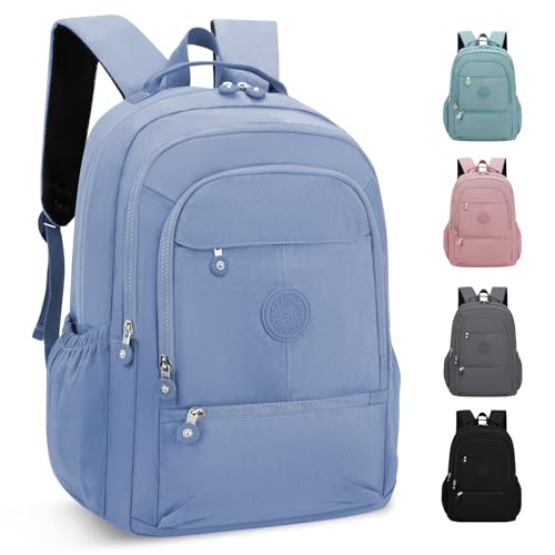 KTUEOV Mochilas Escolares, Adolescente Universitarias Portatil Compartimentos Colegio Impermeable Ligera Instituto de Nylon Casual Backpack para Viaje Trabajo