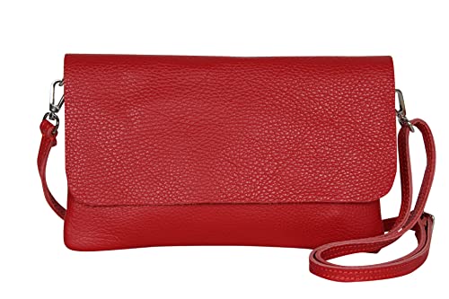 AmbraModa GLX11 – Bolso bandolera Carteras de mano clutch para mujer, de piel auténtica (Rojo)