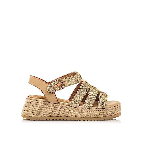 MTNG Sandalias de cuña Mujer Sandalias de cuña Lydia 52862 Mujer | Sandalias de cuña Casual | Cierre con Hebilla | 54698 | Beige