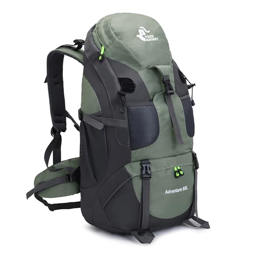 Bseash 50L Mochila de senderismo ligera y resistente al agua, mochila de deporte al aire libre, bolsa de viaje para escalar, acampar, viajar