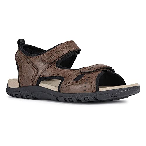 Geox UOMO SANDAL STRADA A, Sandalias Con Punta Abierta, para Hombre, Marrón (Coffee C6009), 43 EU