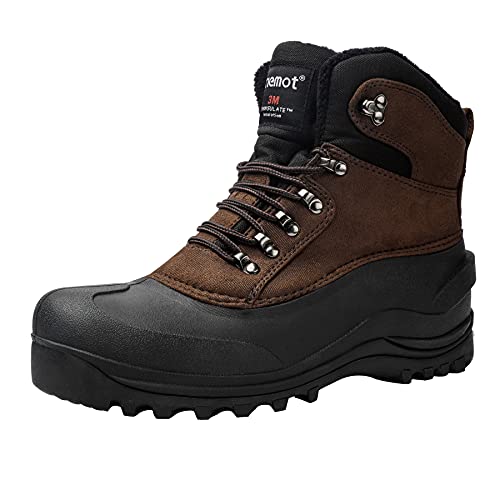 riemot Botas Nieve Mujer Hombre Invierno Botas montaña Impermeables Trekking Zapatos Cálido Forro de Piel Antideslizante, botines hombre mujer invierno EU 37-47, Hombre Marrón EU 42