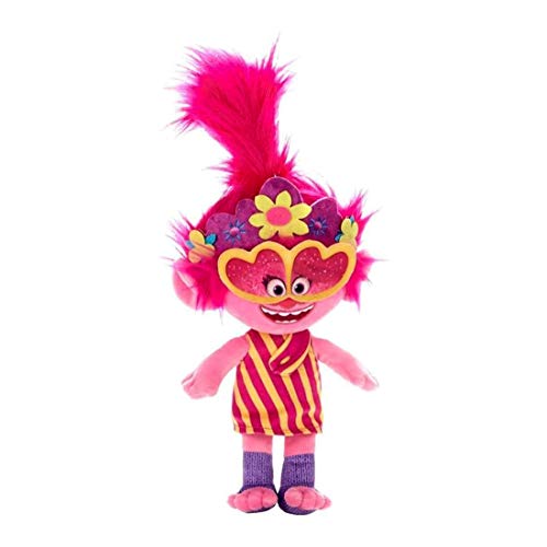 Trolls World Tour - Poppy - Peluche suave de 45 cm, vestido a rayas