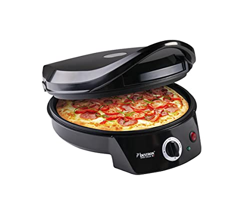 Bestron Horno Grill Eléctrico para Pizza, Viva Italia, Calor Superior e Inferior, Hasta 180°C, 1800 W, Color: Negro