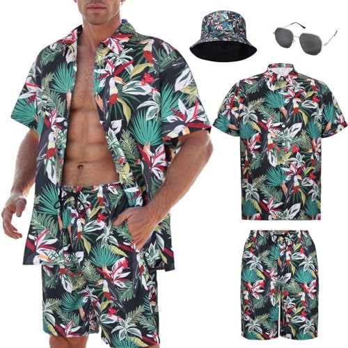Camisa Hawaiana Hombre Funky Manga Corta Conjunto Estampada Playa Vacaciones Impresión de Hawaii