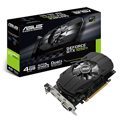 ASUS Tarjeta gráfica (NVIDIA GeForce GTX 1050 Ti, 4 GB GDDR5, 7680 x 4320 Pixeles, GDDR5, PCI Express 3.0) Color Negro, PH-GTX1050TI-4G