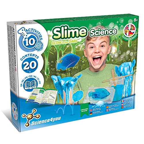 Science4you Fabrica de Slime - Kit Completo con 10+ Experimentos, Asmr para Hacer Slimes que brillan en la oscuridad, Juguetes para Niños +8 Años, Juegos para Regalos