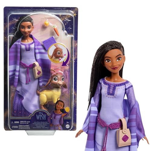 Mattel Disney Wish El Poder de los Deseos, Asha Muñeca con cabra Valentino, Star y accesorios, inspirado en la película, juguete +3 años, accesorios puede variar (HPX25)