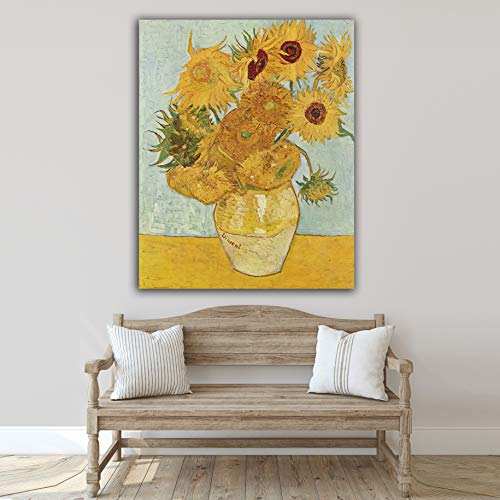 Desconocido Cuadro Lienzo Girasoles de Vicent Van Gogh 1888 – Varias Medidas - Lienzo de Tela Bastidor de Madera de 3 cm - Impresion Alta resolucion (64, 80)