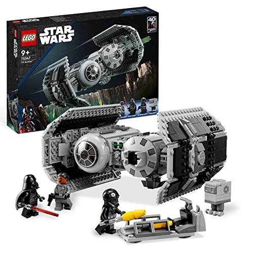 LEGO Star Wars Bombardero Tie Maqueta de Caza Estelar para Construir, Droide Gonk y Minifigura de Darth Vader con Espada Láser de Juguete, Regalo para Niños y Niñas de 9 Años o Más, Decoración 75347