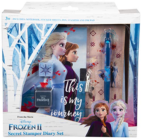 Disney Frozen 2 Diario Secreto para Niña Elsa Anna El Reino del Hielo, Diarios para Escribir, Libretas Bonitas Candado y Llaves, El Set Incluye Frozen Stickers bolígrafo Sello, Regalos para Niñas